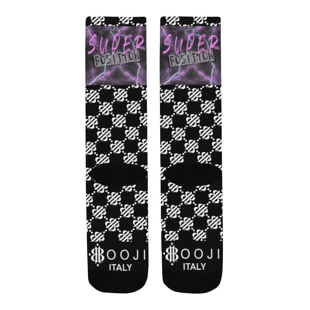 BOOJI ITALY SUPER POSITION COLLECTION MEN'S LOGO BLACK TUBE SOCKS