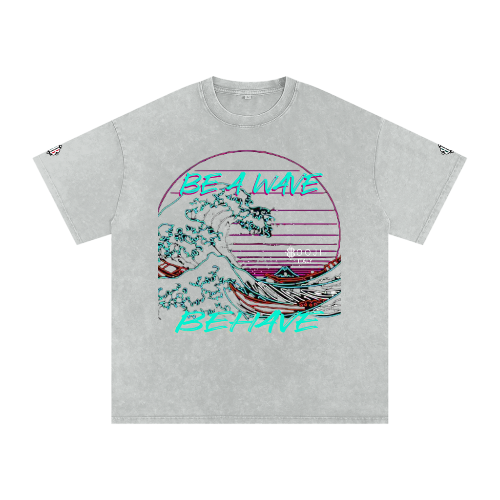 BOOJI ITALY "BE A WAVE, BEHAVE." SNOW WASHED T-SHIRT