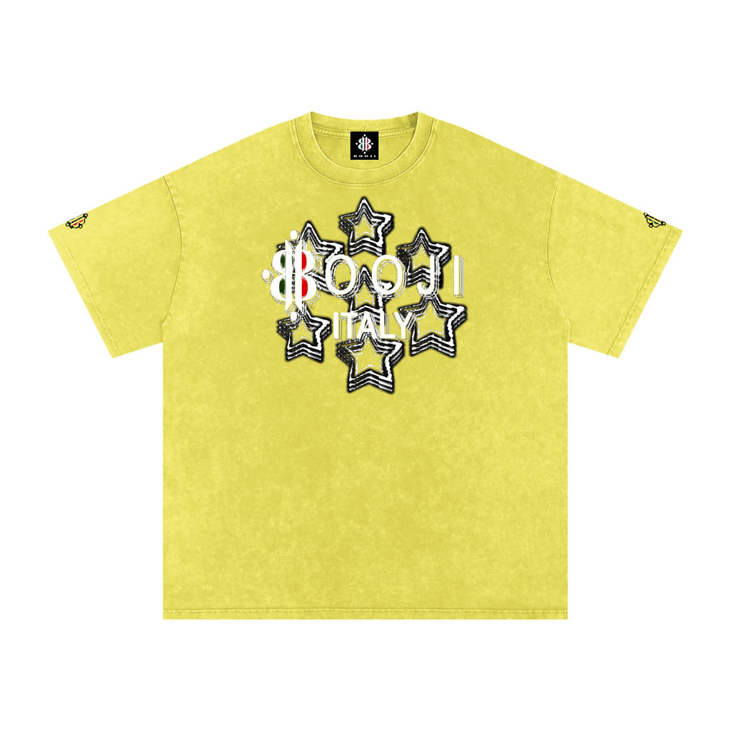 BOOJI ITALY 7 STARS 4 EVER $ LOGO SNOW WASHED T-SHIRT