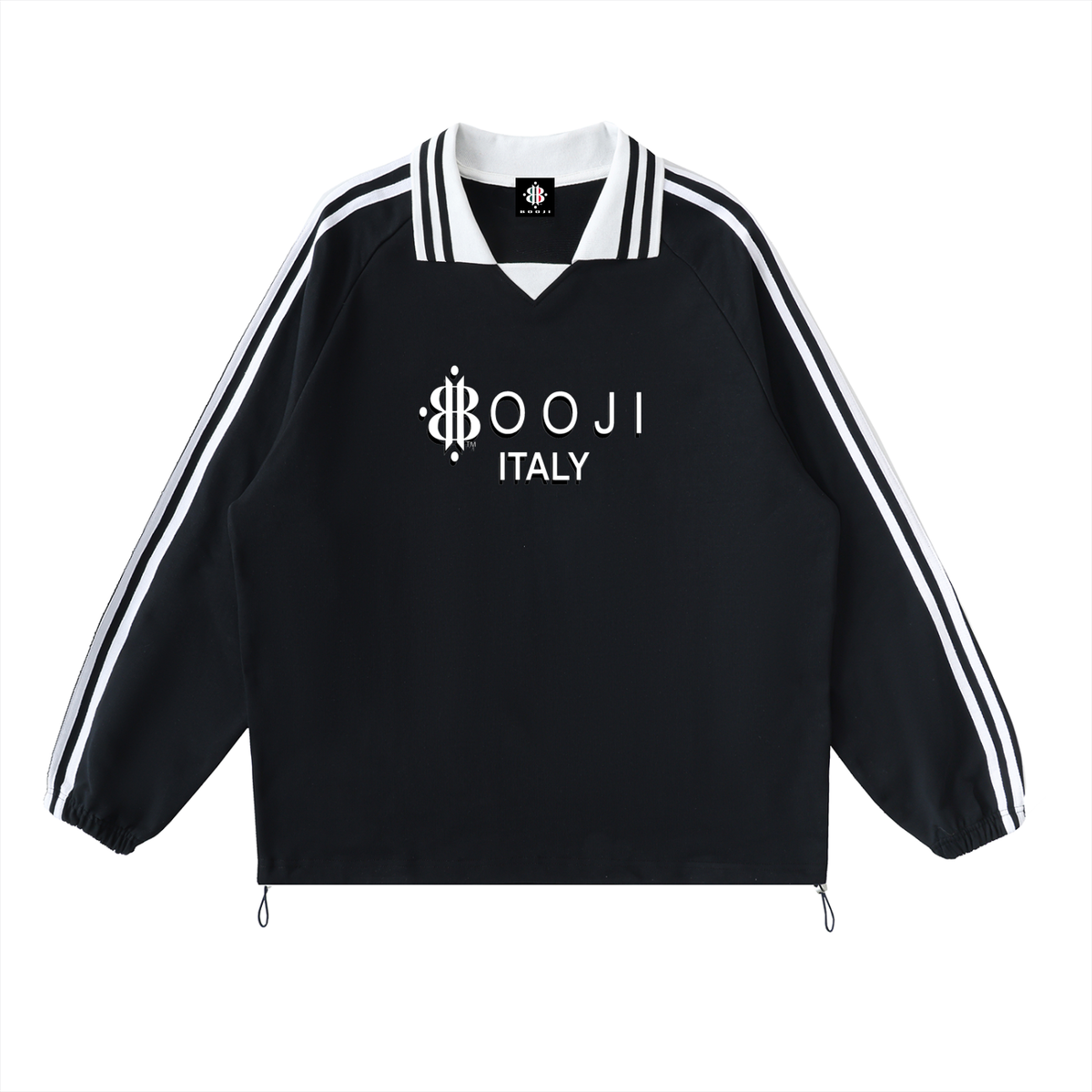 BOOJI ITALY 4 EVER $ LOGO STRIPED LAPEL MEN'S COLLARED SWEATER