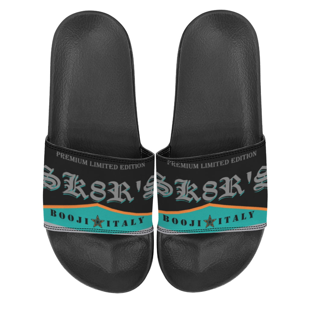 BOOJI ITALY SK8R'S COLLECTION LOGO MEN'S BLACK SOLE SLIDES