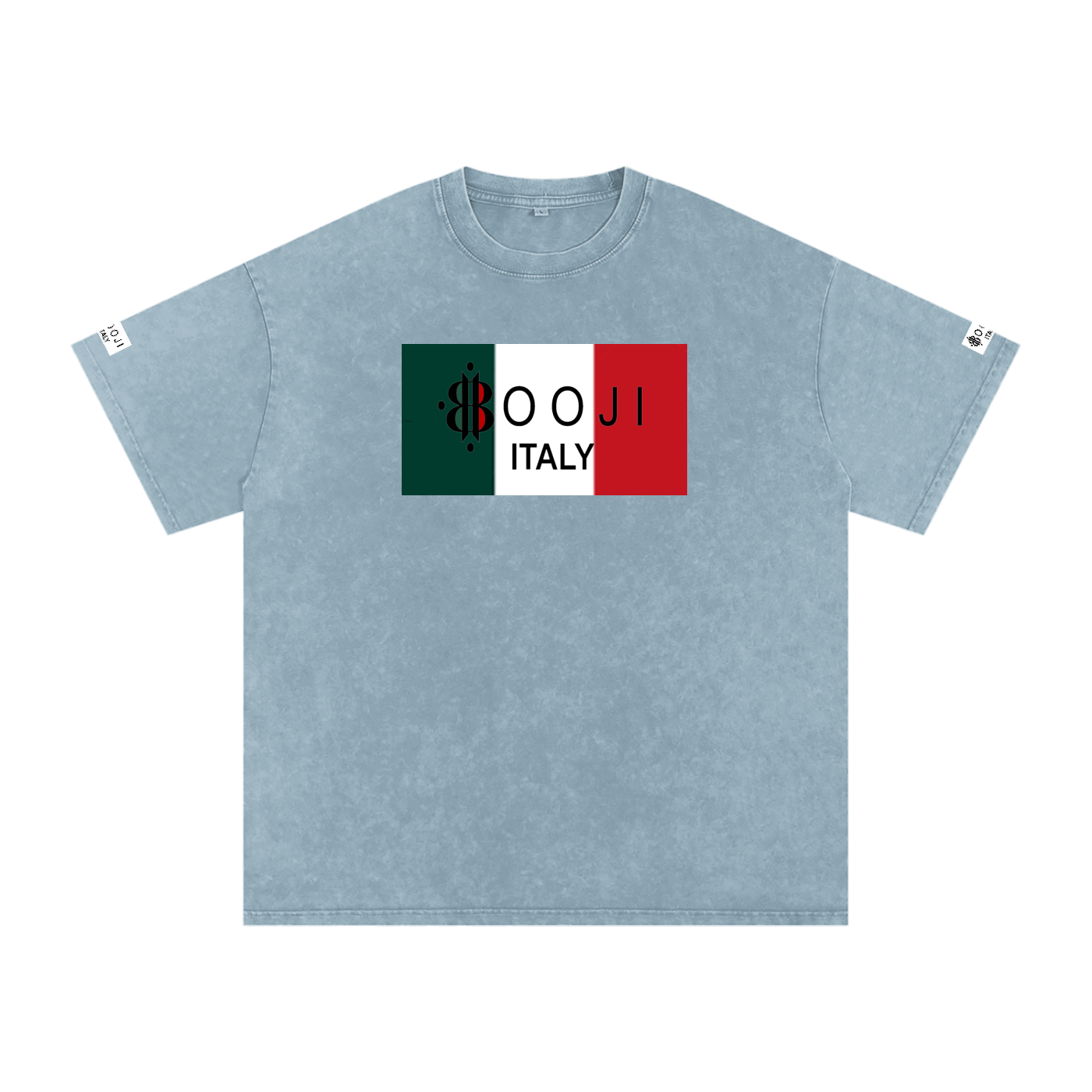 BOOJI ITALY ITALIAN FLAG BRAND LOGO SNOW WASHED T-SHIRT