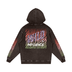 BOOJI ITALY WILD INFLUENCE COLLECTION MULTI-COLOR ZEBRA SNOW WASHED HOODIE