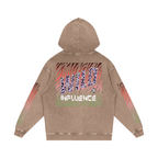 BOOJI ITALY WILD INFLUENCE COLLECTION MULTI-COLOR ZEBRA SNOW WASHED HOODIE