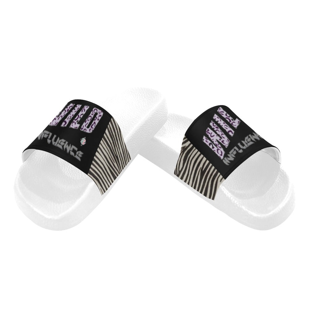 BOOJI ITALY WILD INFLUENCE ZEBRA LOGO WOMEN'S WHITE SOLE SLIDES