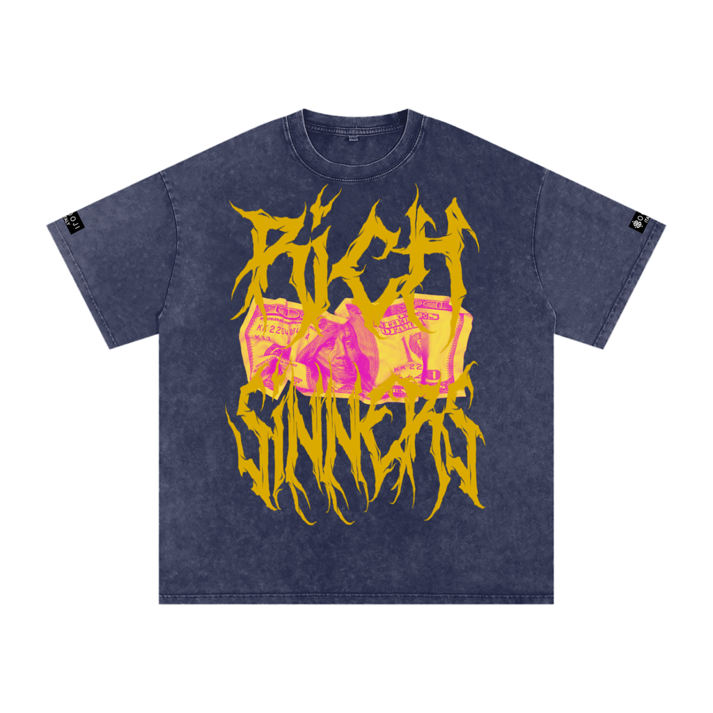 BOOJI ITALY "RICH SINNERS-REAL IS RARE" SNOW WASHED T-SHIRT