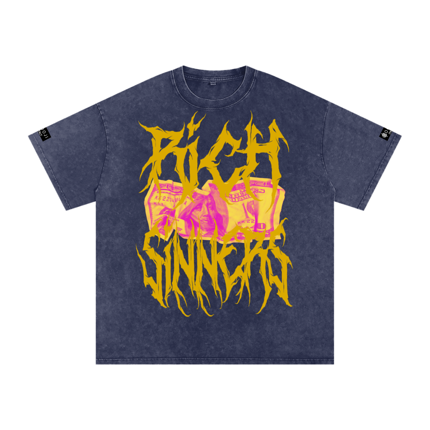 BOOJI ITALY "RICH SINNERS-REAL IS RARE" SNOW WASHED T-SHIRT
