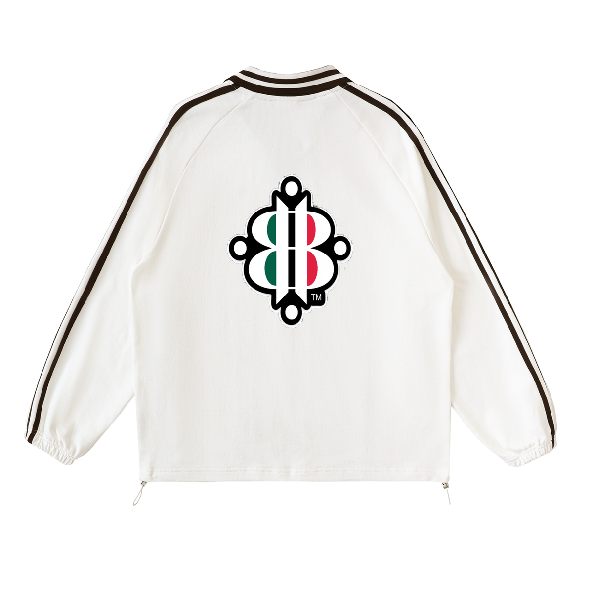 BOOJI ITALY 4 EVER $ LOGO STRIPED LAPEL MEN'S COLLARED SWEATER