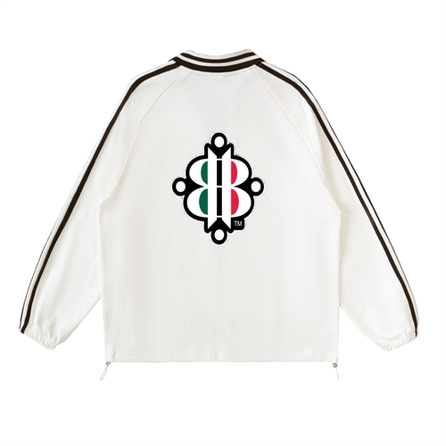 BOOJI ITALY 4 EVER $ LOGO STRIPED LAPEL MEN'S COLLARED SWEATER