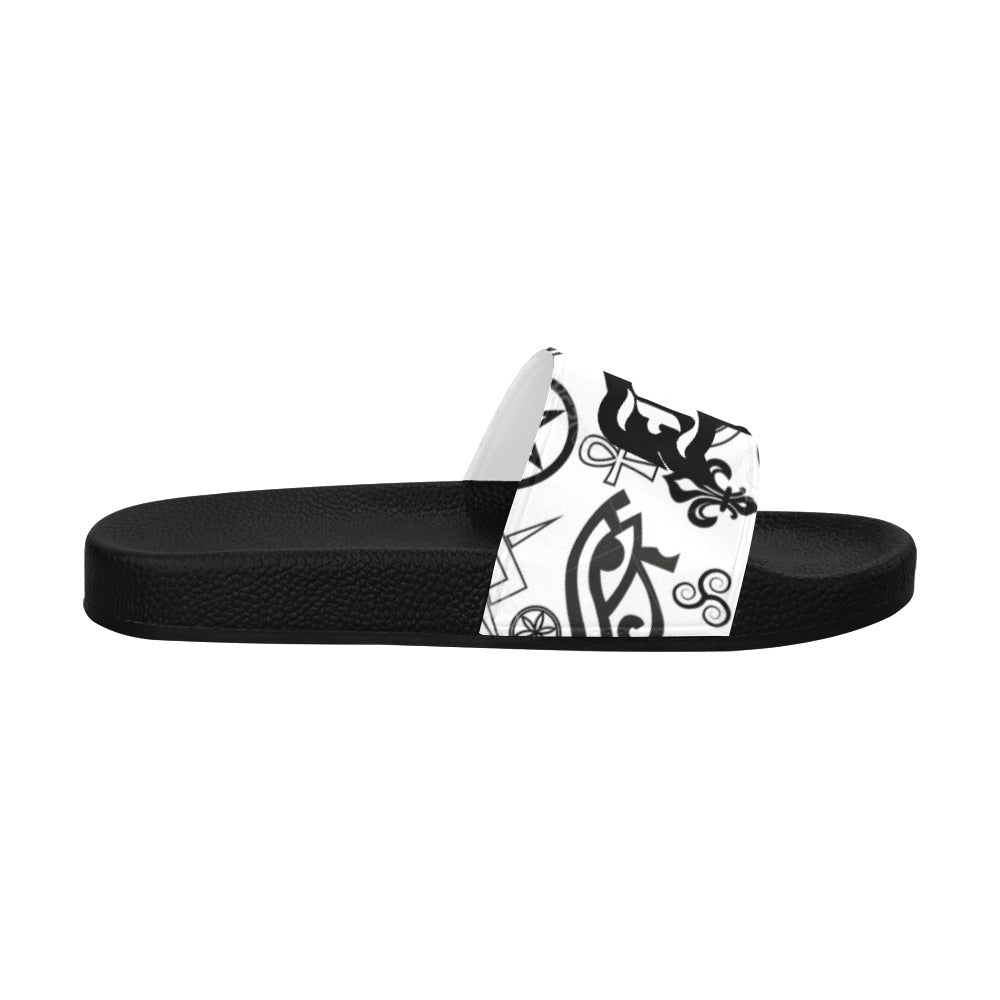 BOOJI ITALY SYMBOLS COLLECTION WHITE MEN'S BLACK SOLE SLIDES