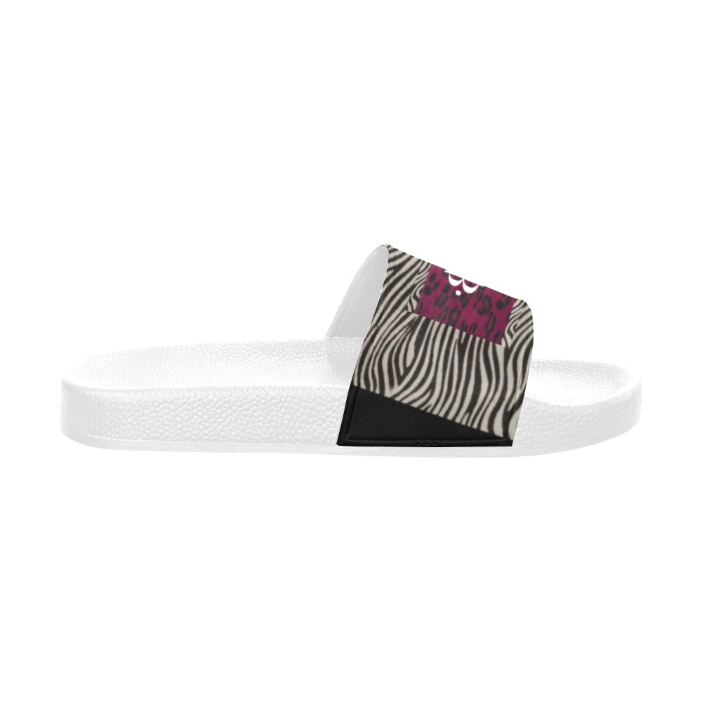 BOOJI ITALY WILD INFLUENCE COLLECTION FULL ZOO MEN'S WHITE SOLE SLIDES