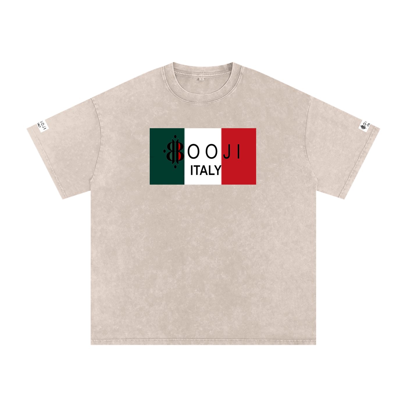 BOOJI ITALY ITALIAN FLAG BRAND LOGO SNOW WASHED T-SHIRT