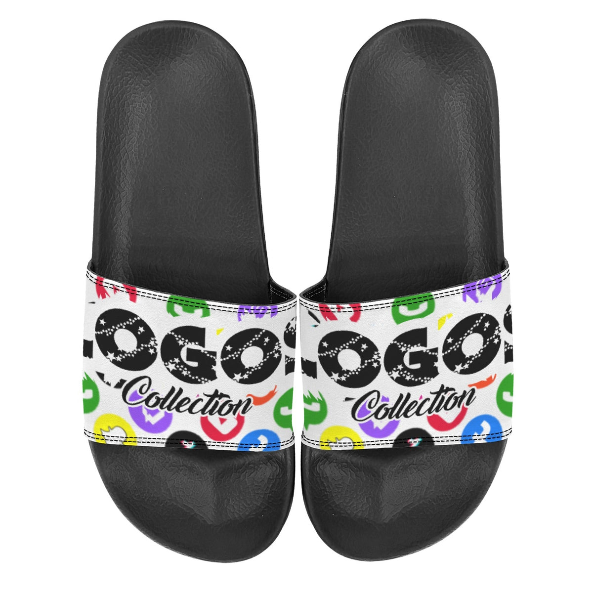 BOOJI ITALY LOGOS COLLECTION MEN'S BLACK SOLE SLIDES