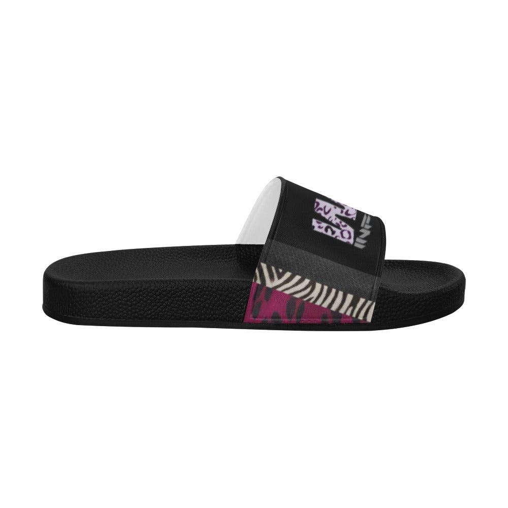BOOJI ITALY WILD INFLUENCE FULL ZOO LOGO MEN'S BLACK SOLE SLIDES