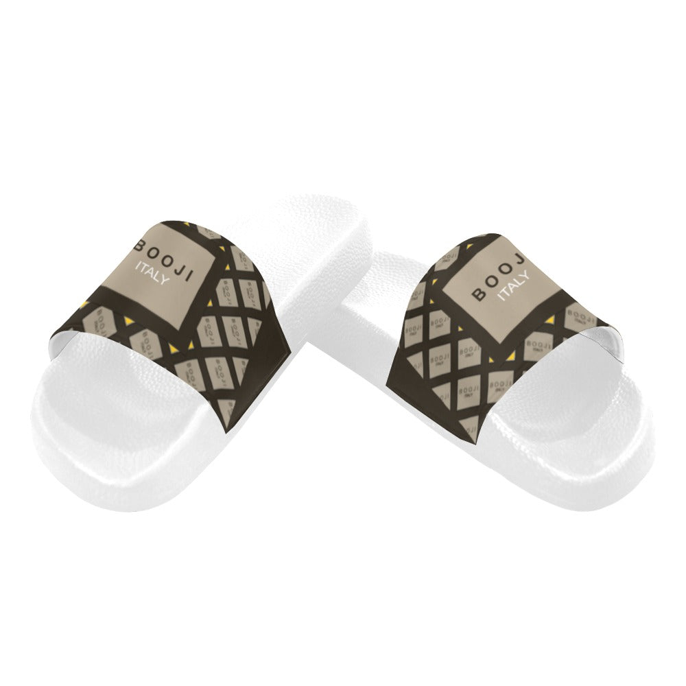 BOOJI ITALY GRAIL'S COLLECTION PATTERN WOMEN'S WHITE SOLE SLIDES
