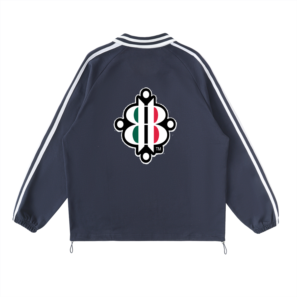 BOOJI ITALY 4 EVER $ LOGO STRIPED LAPEL MEN'S COLLARED SWEATER