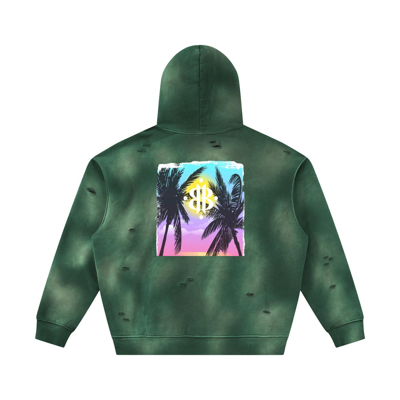 BOOJI ITALY GRAFITTI LOGO SUNFADED FRAYED FLEECE HOODIE