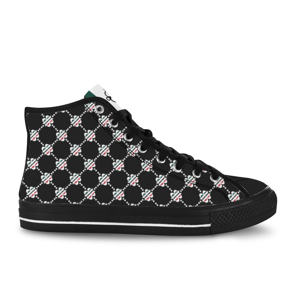 BOOJI LOGO PATTERN BLACK Vancouver High Top Canvas Men's Shoes (Model1013-1)