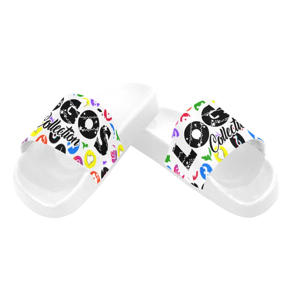 BOOJI ITALY LOGOS COLLECTION WOMEN'S WHITE SOLE SLIDES