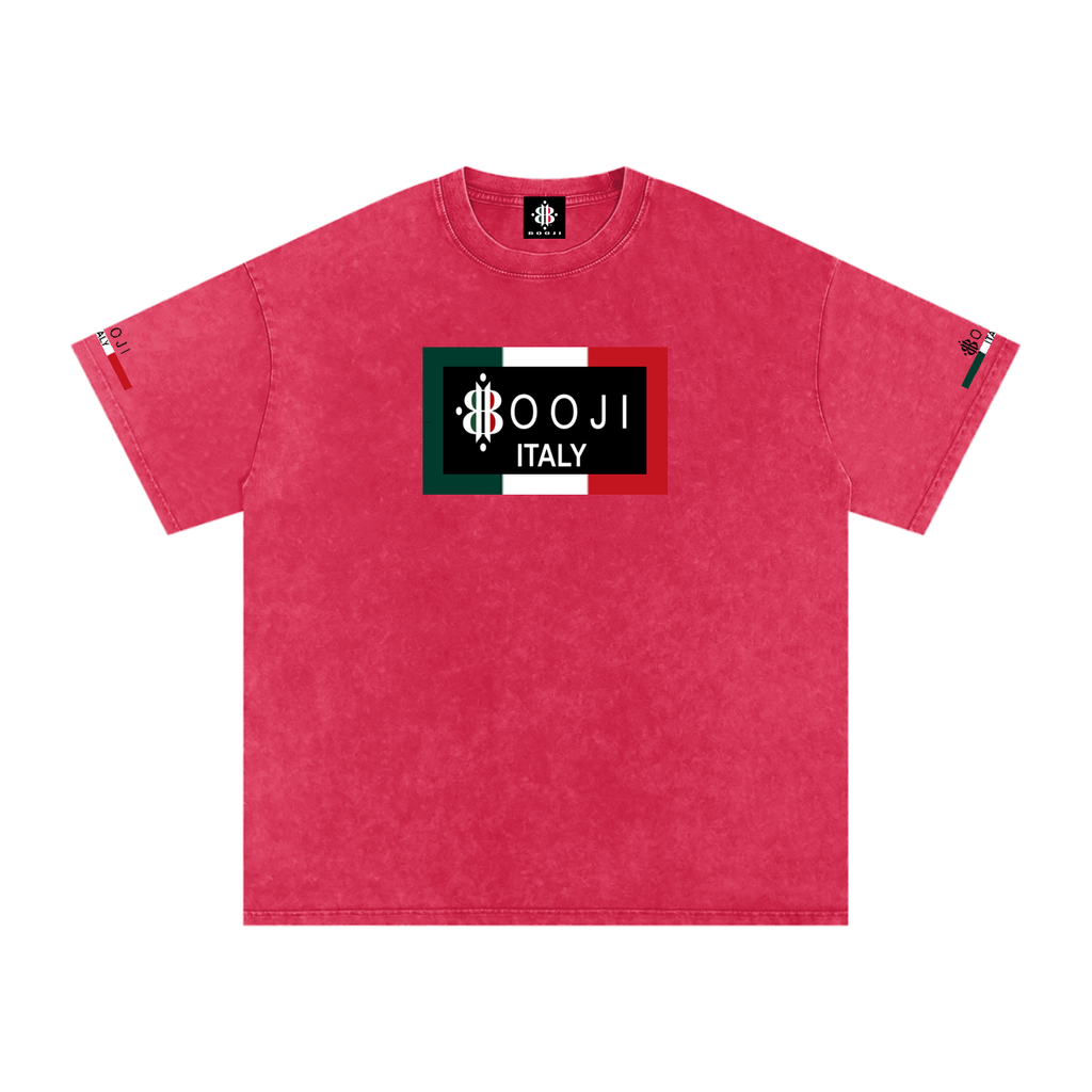 BOOJI ITALY ITALIAN FLAG 4 EVER $ LOGO SNOW WASHED T-SHIRT