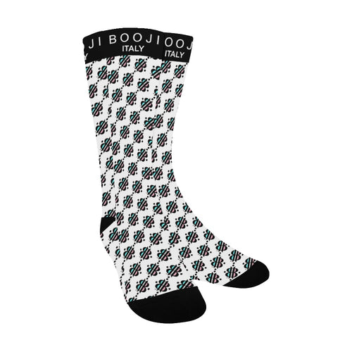BOOJI ITALY 4 EVER $ LOGO PATTERN INVERTED MEN'S WHITE SOCKS