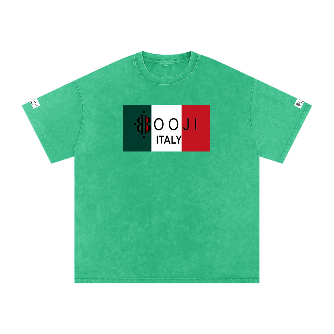 BOOJI ITALY ITALIAN FLAG BRAND LOGO SNOW WASHED T-SHIRT