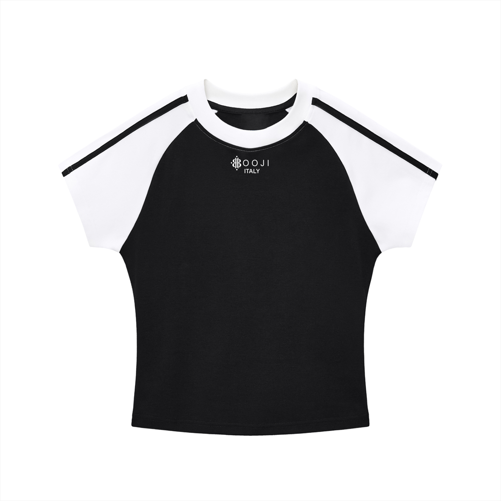 BOOJI ITALY LOGO WOMENS CONTRAST STRIPED RAGLAN T-SHIRT