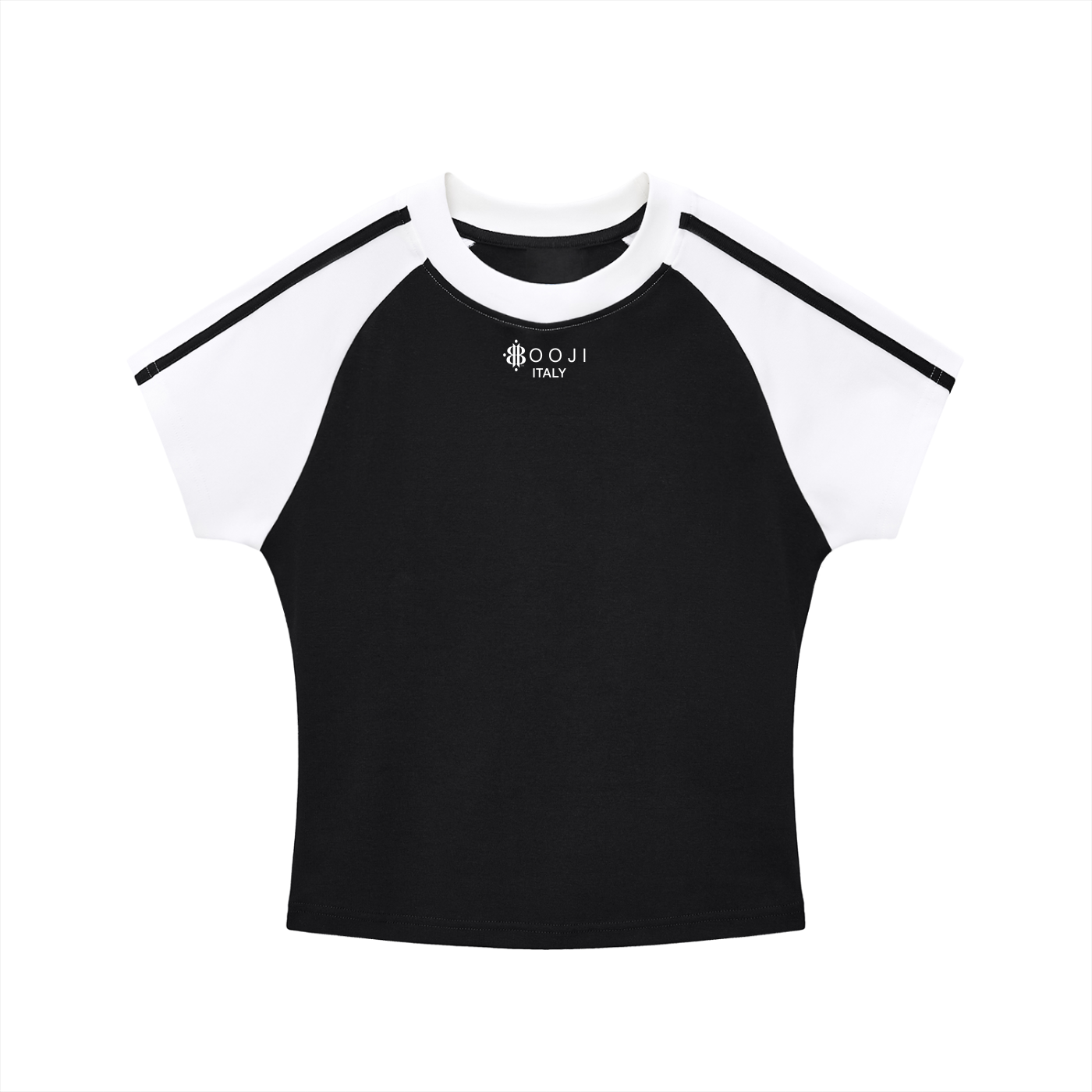 BOOJI ITALY LOGO WOMENS CONTRAST STRIPED RAGLAN T-SHIRT
