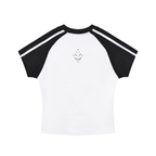 BOOJI ITALY 4 EVER $ LOGO WOMEN'S CONTRASTING STRIPED RAGLAN T-SHIRT