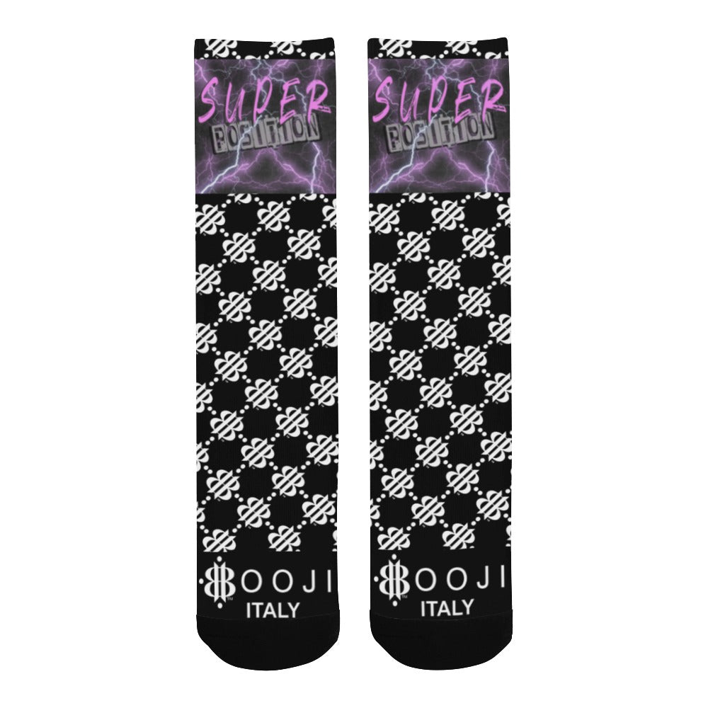 BOOJI ITALY SUPER POSITION COLLECTION MEN'S LOGO BLACK TUBE SOCKS