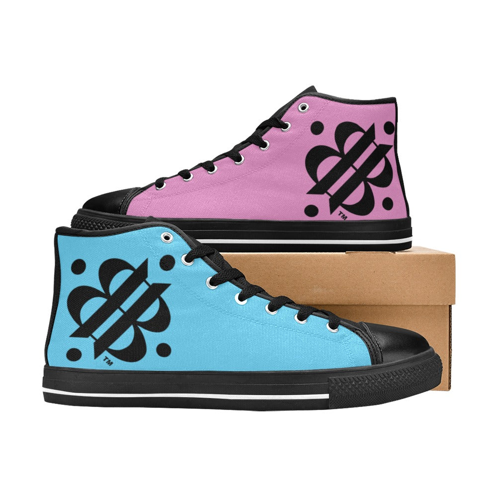 BOOJI INVERTED LOGO FLAG BLACK Men's High Top Canvas Shoes (Model 017)