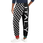 BOOJI ITALY 4 EVER $ LOGO PATTERN MEN'S SOLID BLACK TRACK PANTS