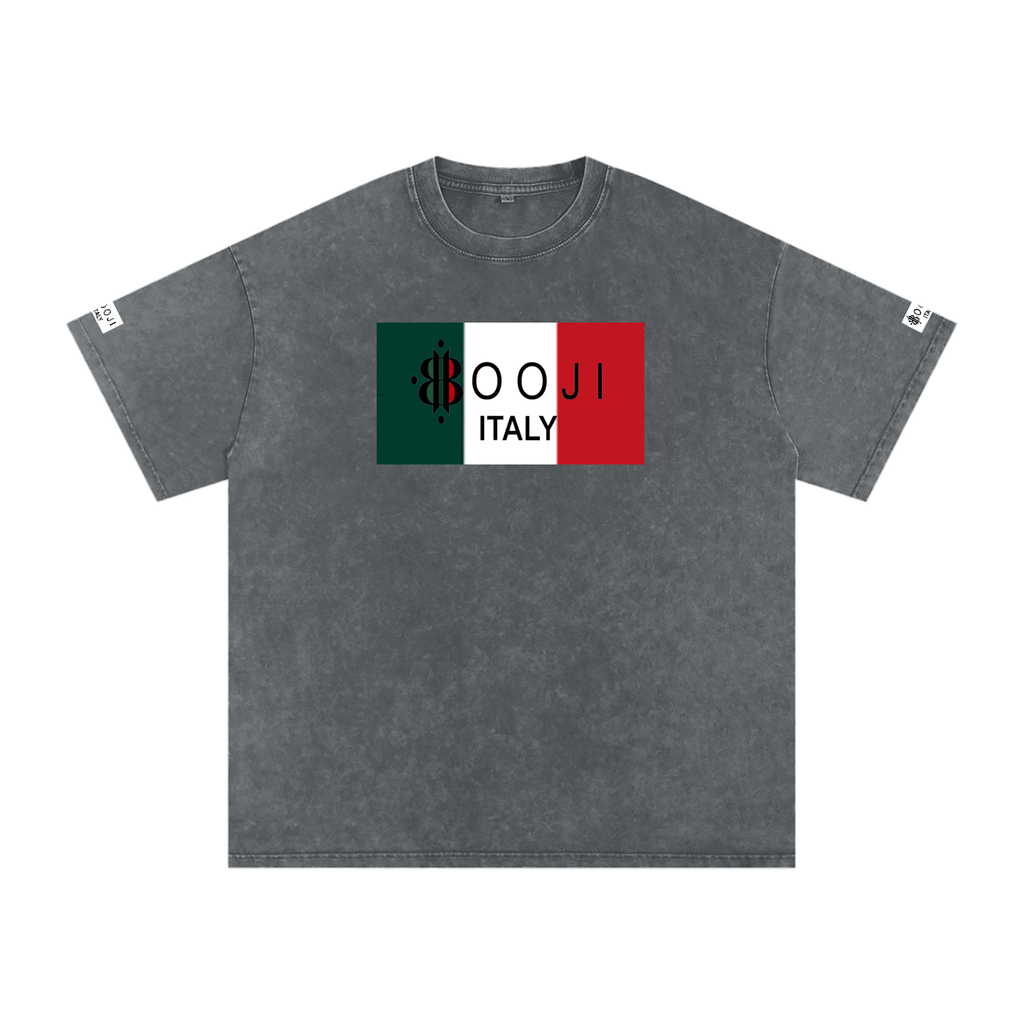 BOOJI ITALY ITALIAN FLAG BRAND LOGO SNOW WASHED T-SHIRT