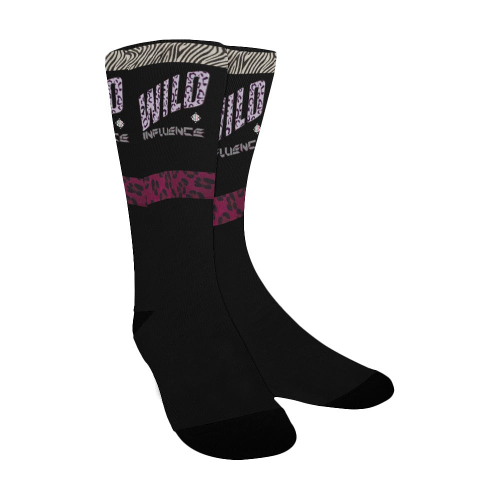 BOOJI ITALY WILD INFLUENCE COLLECTION WOMEN'S BLACK CREW SOCKS Women's Custom Socks