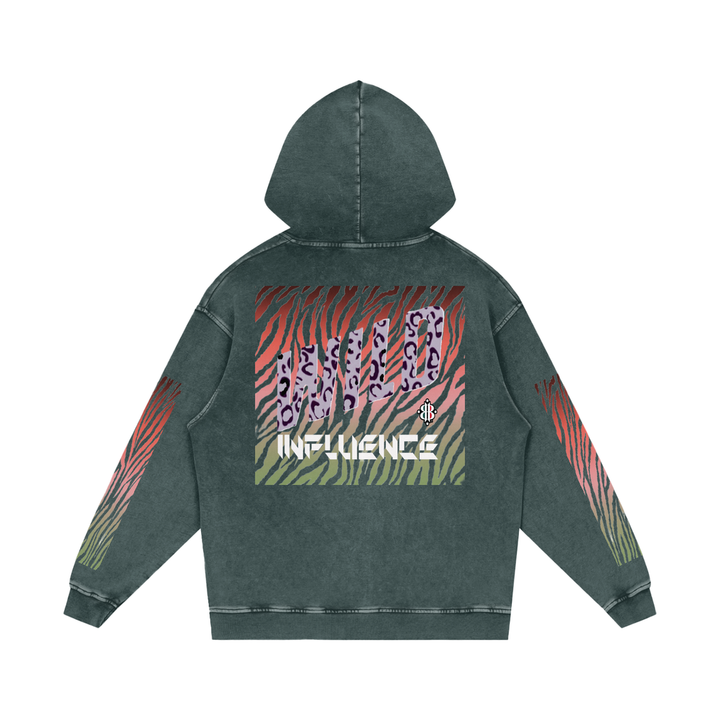 BOOJI ITALY WILD INFLUENCE COLLECTION MULTI-COLOR ZEBRA SNOW WASHED HOODIE