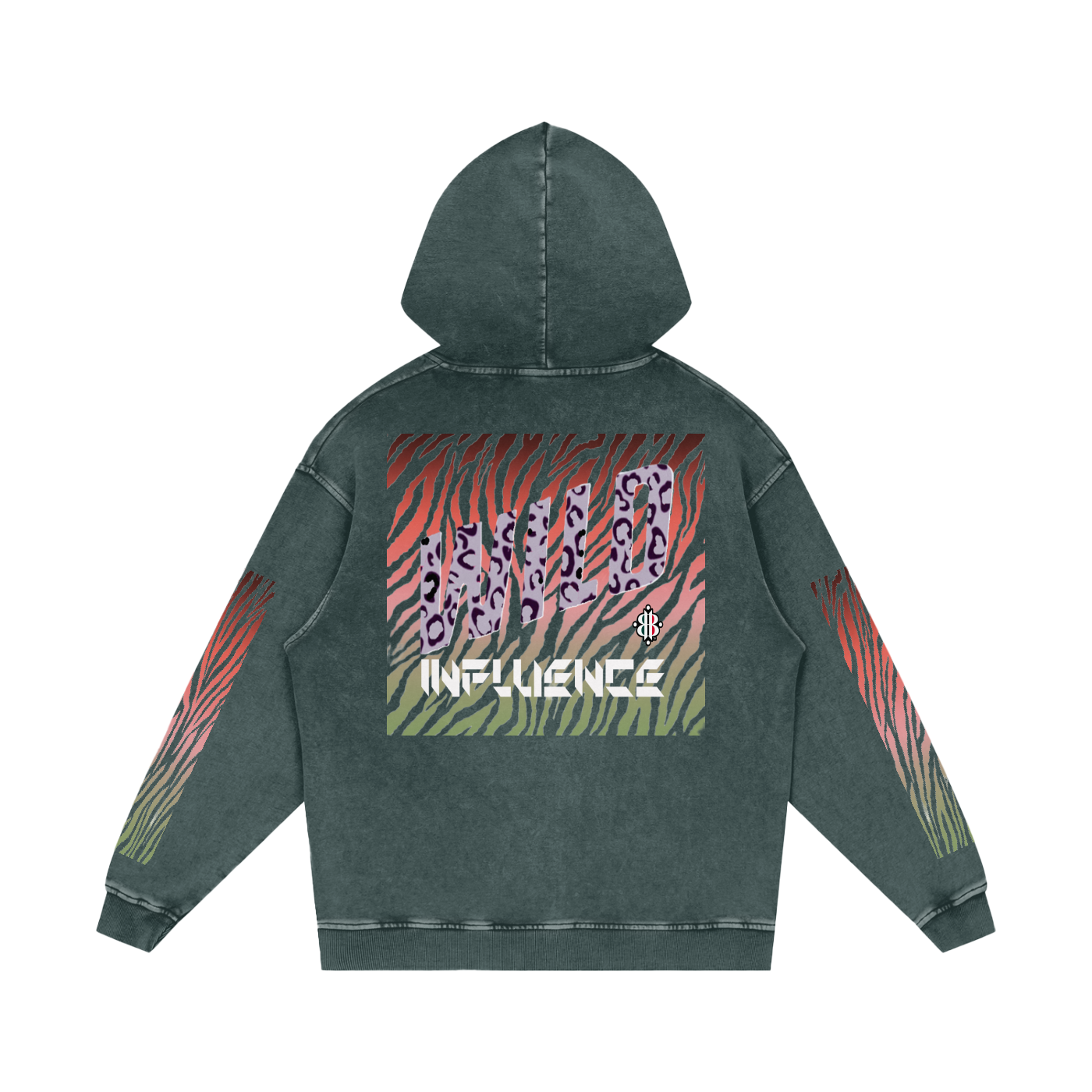 BOOJI ITALY WILD INFLUENCE COLLECTION MULTI-COLOR ZEBRA SNOW WASHED HOODIE
