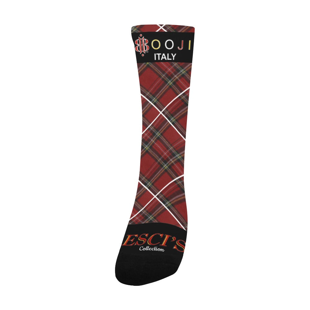 BOOJI ITALY ESCI'S COLLECTION MEN'S PLAID BLACK TUBE SOCKS