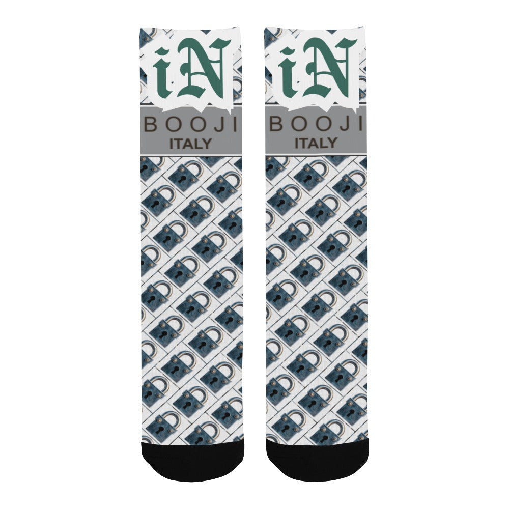 BOOJI ITALY LOCK IN MEN'S WHITE TUBE SOCKS DEEP GREEN