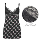 BOOJI ITALY PJ CAMI IN 4 EVER $ LOGO PATTERN LACE LOW CUT BACKLESS TEDDY