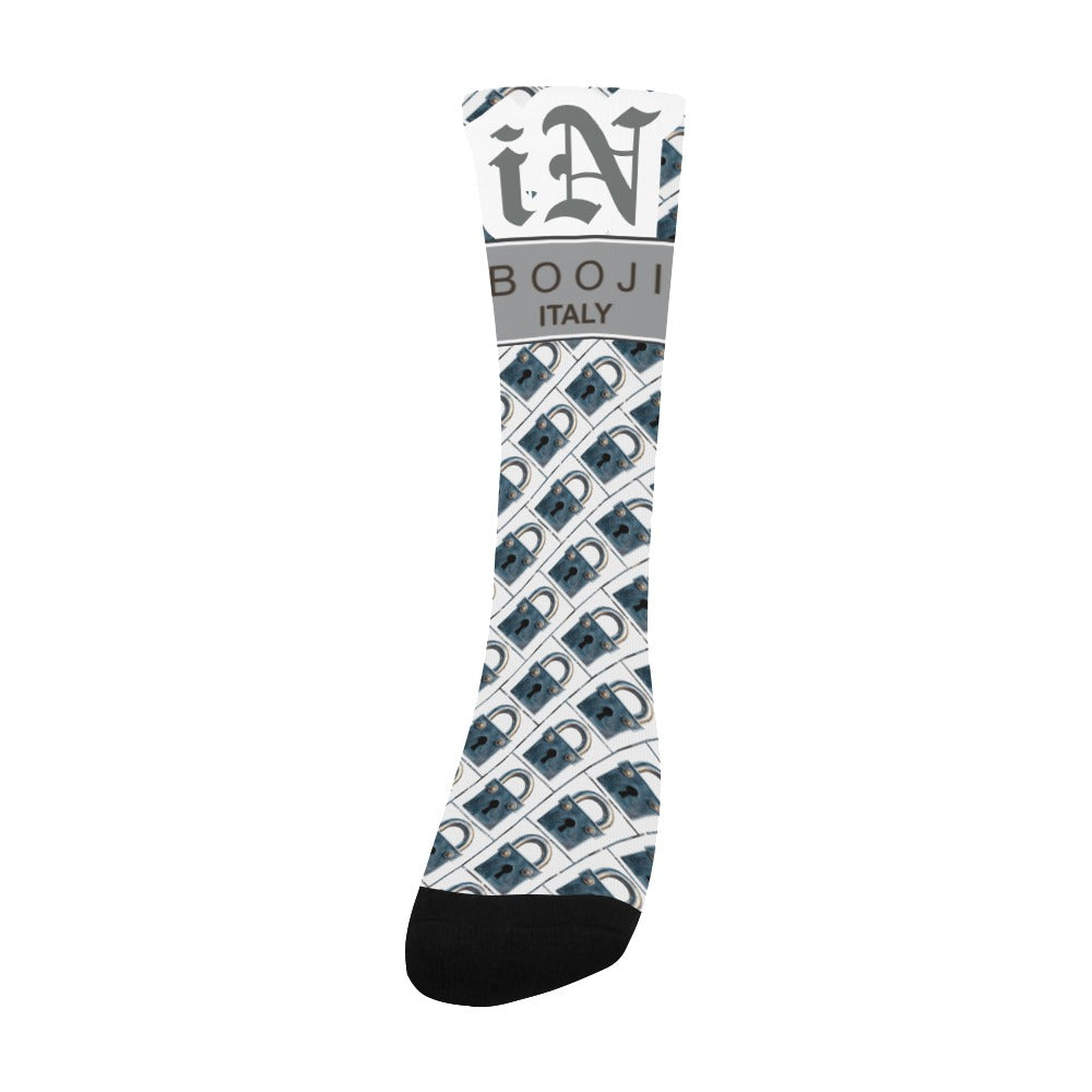 BOOJI ITALY LOCK IN MEN'S WHITE TUBE SOCKS GANGSTER GREY