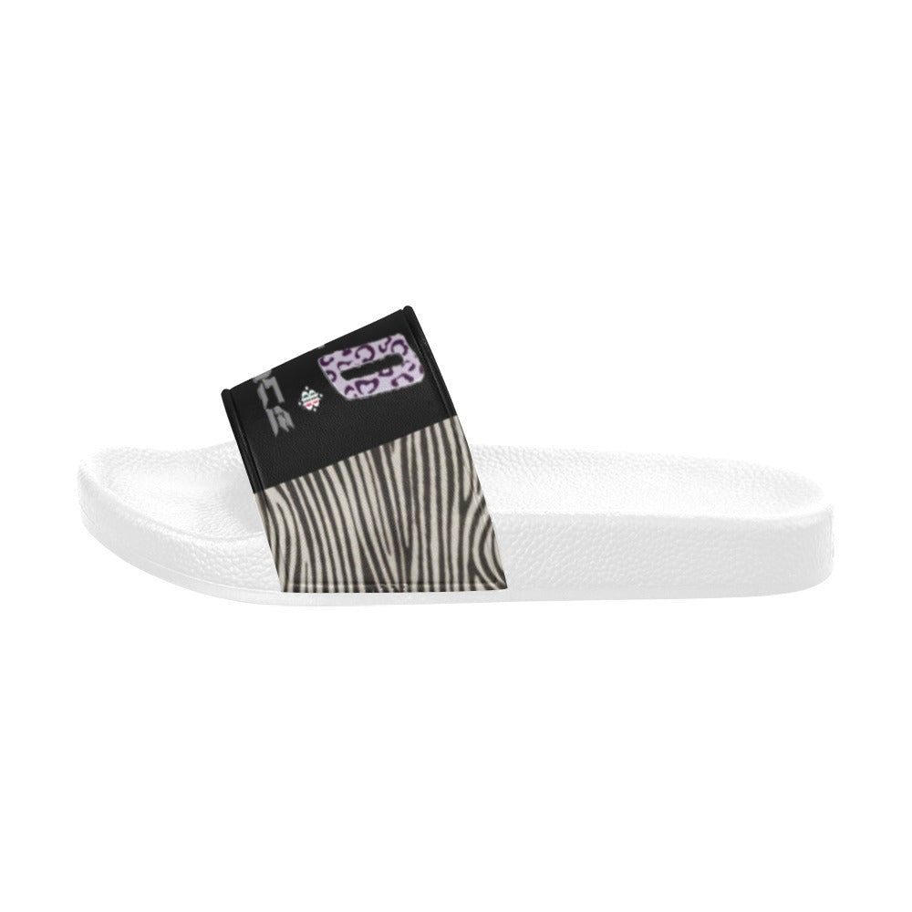 BOOJI ITALY WILD INFLUENCE ZEBRA LOGO MEN'S WHITE SOLE SLIDES