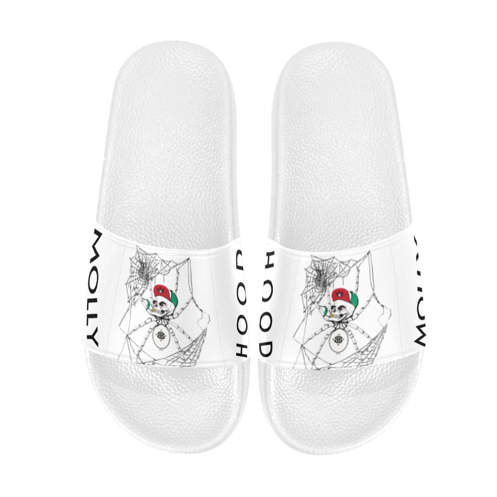 BOOJI ITALY MOLLYHOOD COLLECTION SPEEDY THA SPIDER WOMEN'S WHITE SOLE SLIDES