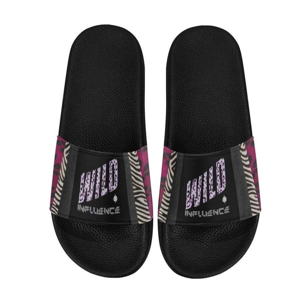 BOOJI ITALY WILD INFLUENCE FULL ZOO LOGO MEN'S BLACK SOLE SLIDES