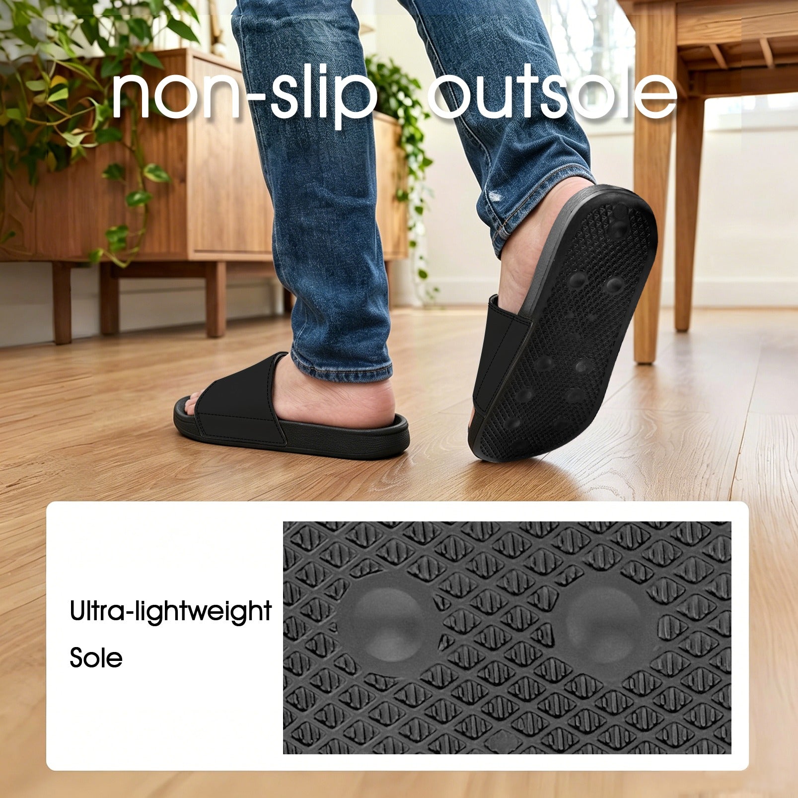 BOOJI ITALY ETA PRIMO COLLECTION MEN'S BLACK SOLE SLIDES Custom Men's One-piece Slippers