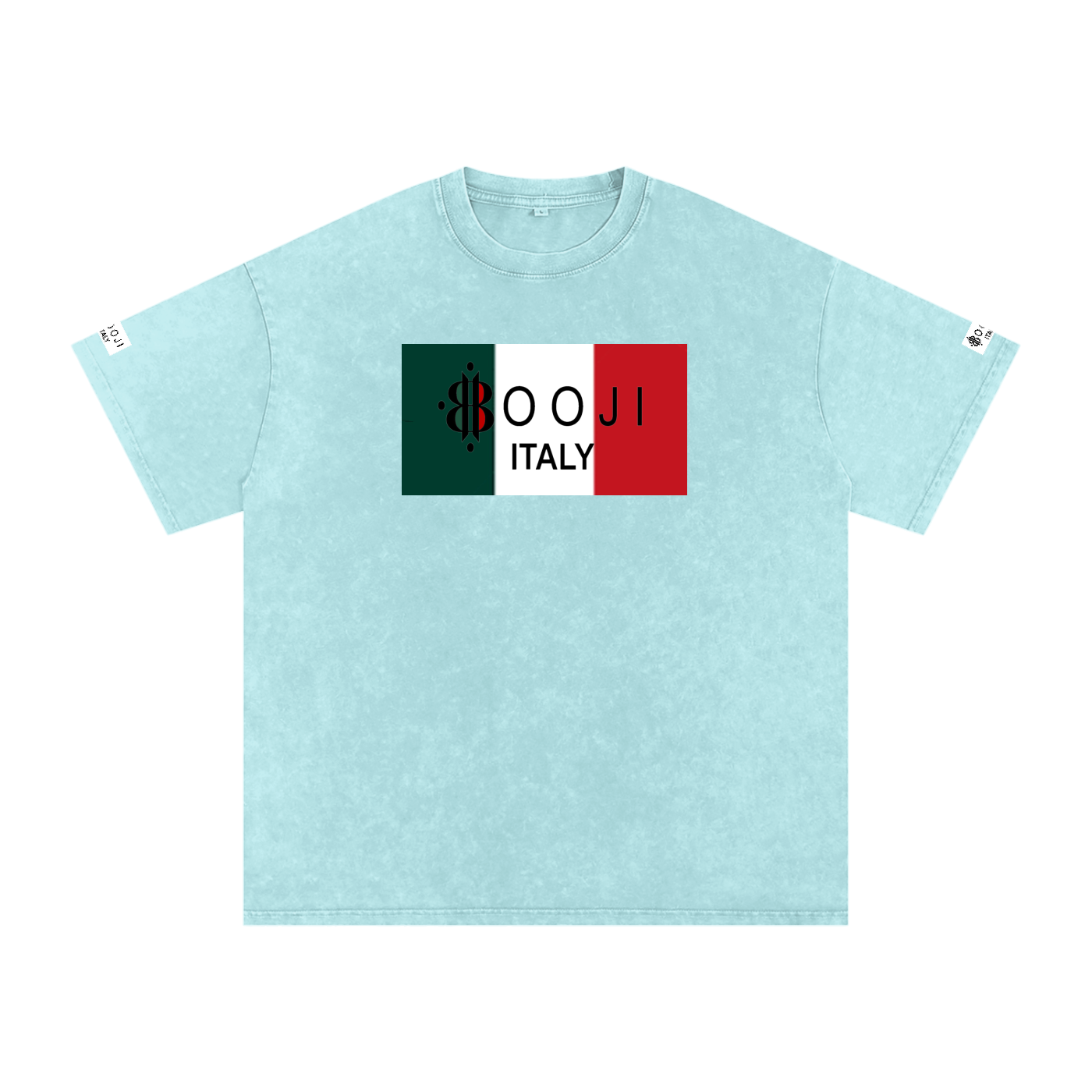 BOOJI ITALY ITALIAN FLAG BRAND LOGO SNOW WASHED T-SHIRT