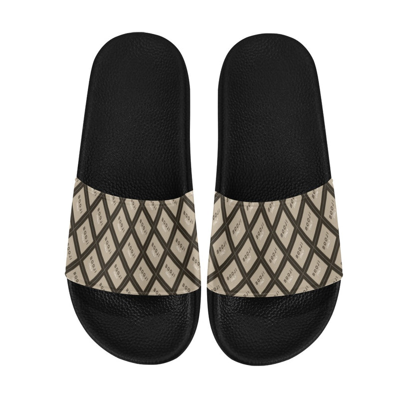 BOOJI ITALY GRAIL'S COLLECTION PATTERN MEN'S BLACK SOLE SLIDES