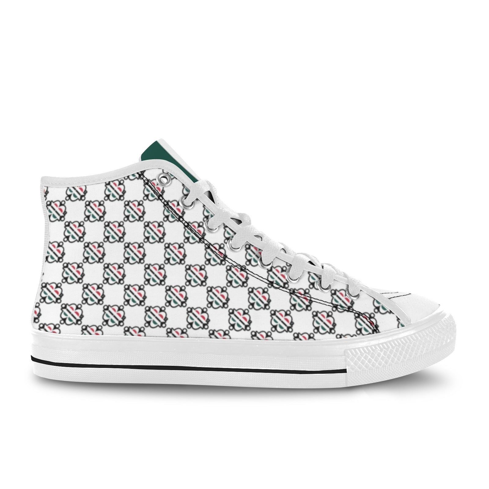 BOOJI LOGO PATTERN WHITE Vancouver High Top Canvas Women's Shoes (Model1013-1)