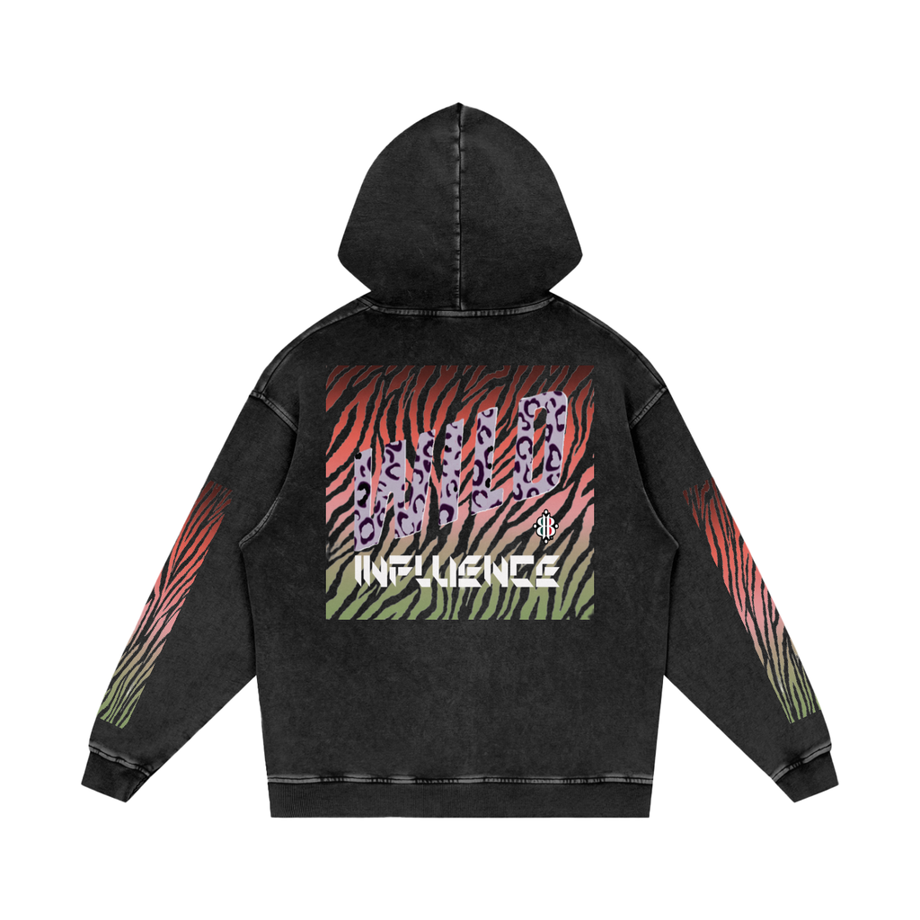 BOOJI ITALY WILD INFLUENCE COLLECTION MULTI-COLOR ZEBRA SNOW WASHED HOODIE