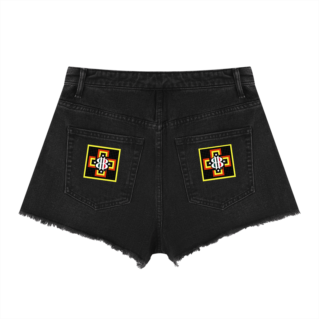 BOOJI ITALY "LOVE ROSE" LOGO WOMENS VINTAGE WASH HIGH RISE SHORTS