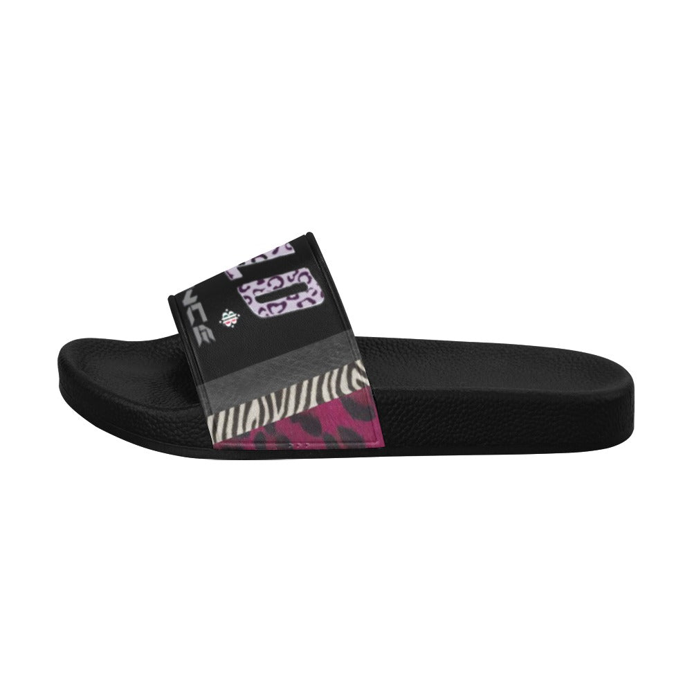 BOOJI ITALY WILD INFLUENCE FULL ZOO LOGO WOMEN'S BLACK SOLE SLIDES